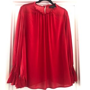 Eloqui Long Sleeve Red Blouse